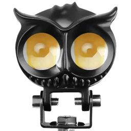 AllExtreme 20W 12-60V Yellow &a; Cool White Owl Eye Shape LED Fog Light with Mounting Bracket for All Bike, BE-20-14