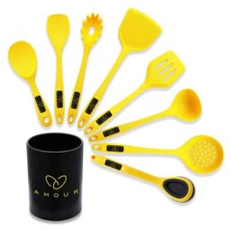 Amour 9 Pcs Ultra Premium Yellow Silicone Spatula Set-image-94