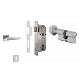 Dorset ML Series Elmo 60mm Stainless Steel Silver Chrome Finish Door Handle Lock Set with Coin &a; Knob (Pack of 2)-image-69
