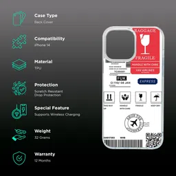 QUIX Fragile Sticker Soft TPU Back Cover for Apple iPhone 14 (Supports Wireless Charging, Multi Color) image 2