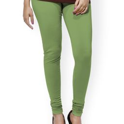 Go Colors Women Green Solid Churidar Length Leggings-image-32