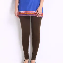 Go Colors Women Brown Solid Churidar Length Leggings-picture-48