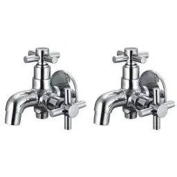 Drizzle Corsa 2 Pcs 2 in 1 Brass Chrome Finish Silver Bib Cock Set, ABC2IN1CORSA2-13