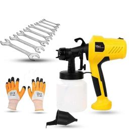 Hillgrove 400W 0.8 Litre Plastic DIY HVLP Paint Sprayer Gun with Gloves &a; 8 Pcs Double Open End Wrench, HGCM1328-3