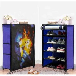 Urban Choice 5 Shelves Metal Frame Blue Unique Joker Print Modular Shoe Rack with 100 GSM Fabric-image-21