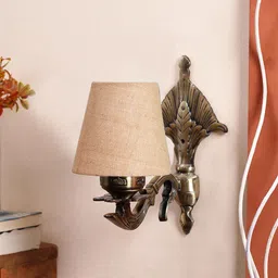 Devansh Beige Antique Wall Lamp With Cotton Conical Shade-picture-25