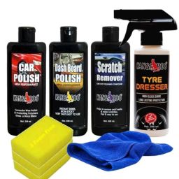 Kangaroo Car Care Kit with 200ml Tyre Dresser, 200ml Car Polish, 200ml Dashboard Polish, 200ml Scratch Remover, 3 Pcs Sponge &a; Microfiber Towel-9
