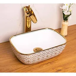 Bassino Art 36x24x12cm Ceramic White &a; Gold Wash Basin, ZX_035-picture-12