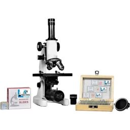 Labcare 675X Student Compound Biological Microscope with 25 Prepared Slides, LB-SM25P-37