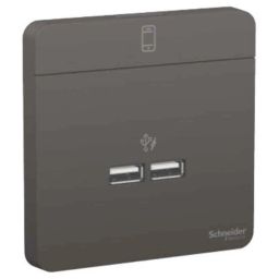 Schneider Electric Avataron 2.1A 2 Port Polycarbonate Dark Grey USB Charger Socket, E83311USB_DG_G8-picture-20
