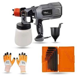 Hillgrove 550W 0.8 Litre Plastic DIY HVLP Paint Sprayer Gun with Gloves &a; 9 Pcs Allen Key, HGCM1291-13
