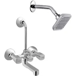 Prestige Dixy 2 Pcs Brass Chrome Finish Wall Mixer &a; Grand Shower Head Set-image-2