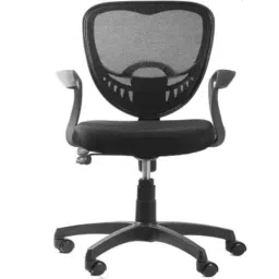 Vizolt Diamond Black Low Back Natural Fiber &a; Mesh DIY Office Chair with Fixed Armrest-image-78