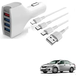 Kozdiko 4 Port USB Car Charger with 3 in 1 Cable for Toyota Corolla-picture-20