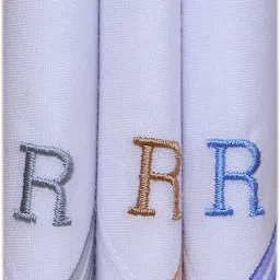 zilleria handkerchief for men and boys with monogram R - 03 ["White","Multicolor"] Handkerchief-image-68