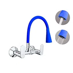 Aquieen Brass Blue Wall Mounted Kitchen Sink Shower Mixer with Flexible Spout-image-22