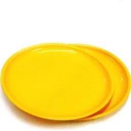 Unbreakable Glossy Plain Designe (Yellow 27'cm) Dinner Lunch Plates (Pack of 2) Dinner Plate-image-7
