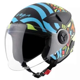 Vega BZ1 ABS Dull Black Neon Yellow Open Face Helmet, Size: Large-picture-0