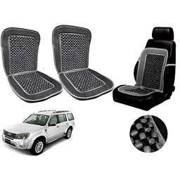 Auto Pearl PU, Velvet &a; Wooden Beads Grey Rectangular Seat Cushion for Ford Endeavour (Pack of 2 )-image-56