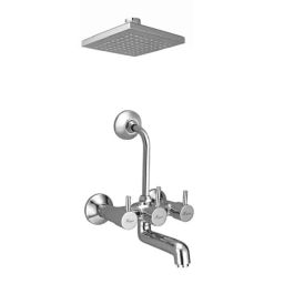 Mayur Ocich Flaro 2 Pcs Brass Wall Mounted Chrome Plated Bend Pipe Wall Mixer with 6 inch Rainshower Set-image-76