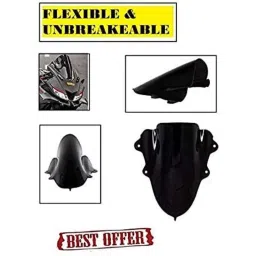 Meenu Arts Double Bubble Visor for Yamaha R 15 V-3 (Black) C-48-29