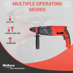 Walkers 1200W Forward &a; Reverse Rotation Hammer Impact Drill Machine with 5 Pcs SDS Plus Bit &a; Gloves, WKCB375 image 3
