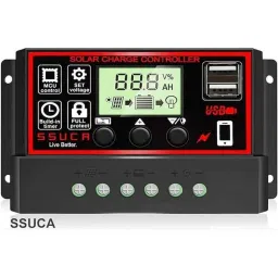 SSUCA 12/24V 30A Intelligent Battery Regulator Solar Charge Controller for Solar Panel with LCD Display &a; USB Port image 2
