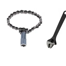 Forgesy Silver Oil Filter Chain Wrench &a; 10 inch Adjustable Wrench Combo, FORGESY316-46