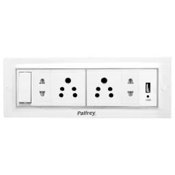 Palfrey 5A 2 Socket White Polycarbonate Extension Board with Two Pin &a; USB Socket, Master Switch &a; 8m Wire, 58 USB-38