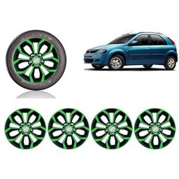 Auto Pearl 4 Pcs 14 inch Green &a; Black ABS Press Type Hubcap Wheel Cover Set with Retention Ring for Mahindra VeritoVibe-image-62