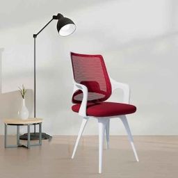Rose Mono 56x56x97cm Mesh White &a; Red High Back Visitor Chair-28