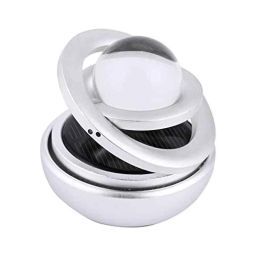 AllExtreme EXTPF0S Silver Solar Energy 360 deg Rotating Car Air Freshener Refillable Aromatherapy Diffuser Scented Perfume with Double Ring &a; Crystal Ball-6