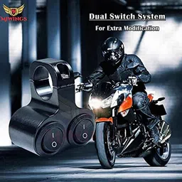 Miwings Handlebar On/Off Dual Button CNC Alloy Switch 12V Flameout Control for Two Wheelers with Headlight, Fog Light, Horn &a; Hazard Control (1 Pc &a; Black) image 4