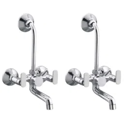 Drizzle Solo 1/2 inch Brass Chrome Finish 2 in 1 Wall Mixer with L Bend Faucet, Foam Flow &a; Quarter Turn (Pack of 2)-image-17