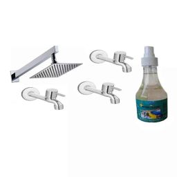 Fastgear 5 Pcs Turbo Stainless Steel Silver Chrome Finish Faucet Set with Shower, FG2216-image-99