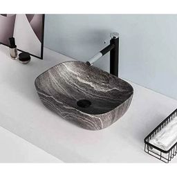 Generic Sulit Black Armano Matt Bathroom Vanity Vessel Sink, Designer Art Premium Ceramic Made Table Top Wash Basin-image-96