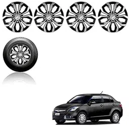 Auto Pearl 4 Pcs 14 inch ABS Silver &a; Black Press Fitting Wheel Cover Set for Maruti Suzuki Swift Dzire Type-3-picture-45