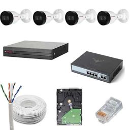 CP Plus 2MP Outdoor CCTV IP Camera Kit with 4 Bullet, 4 Channel NVR, 4 Port JK Vision POE, 1TB Hard Disk, Cat6 Cable &a; 8 RJ45 Connector-67