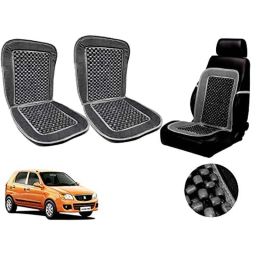 Auto Pearl PU, Velvet &a; Wooden Beads Grey Rectangular Seat Cushion for Maruti Suzuki Old Alto K10 (Pack of 2 )-image-98