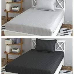 210 TC Cotton Single Striped Flat Bedsheet-image-55
