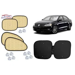 Auto Pearl 6 Pcs PVC &a; Mesh Beige Window, Front &a; Rear Sun Shade Set for Volkswagen Jetta Type 2-picture-37