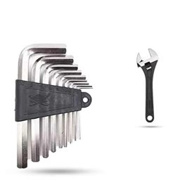 Hillgrove 9 Pcs Carbon Steel Full Hex Allen Key Set with 8 inch Adjustable Wrench, HGCM857-29