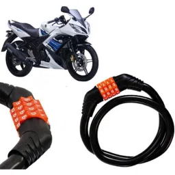 Auto Pearl Black &a; Orange 4 Digit Anti-Theft Combination Number Lock for YZF R15S-picture-28