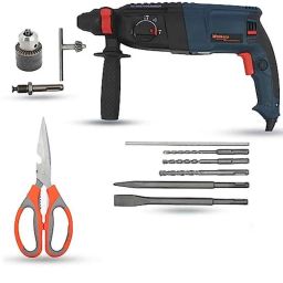 Walkers 1200W Forward &a; Reverse Rotation Hammer Impact Drill Machine with 5 Pcs SDS Plus Bit, Drill Chuck, SDS Adapter &a; Scissior, WKCB362-29