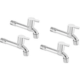 Spazio Stainless Steel Chrome Finish Brass Disc Flora Long Body Bib Cock with Wall Flange (Pack of 4)-picture-29