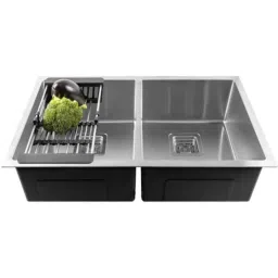 Fossa 40x18x10 inch Stainless Steel SS304 Matt Finish Silver Double Bowl Kitchen Sink, FHS-25-image-19