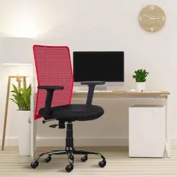 Rose Jack Mesh Red Medium Back Revolving Ergonomic Office Chair-image-96