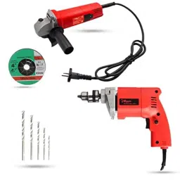 Hillgrove 850W Angle Grinder, 500W 10mm Drill Machine, Grinding Wheel &a; 5 Pcs Masonry Drill Bits Combo, HGCM915-40