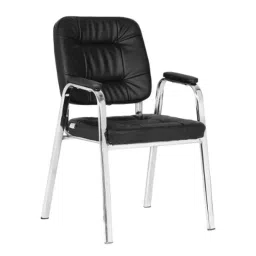 Da URBAN Dalton Black Leatherette Heavy Duty Metal Frame Visitor Chair with Arms-picture-34