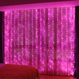 Ever Forever 10x8ft Pink Waterfall Mode Curtain String Light with Multi Function Modes for Decoration, Home, Temple, Festival &a; Diwali image 2